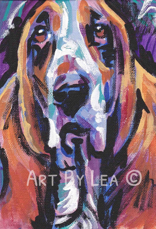 Basset Hound art print dog pop art bright colors 8.5x11"