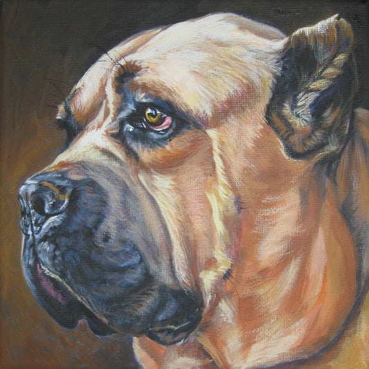 Cane Corso art CANVAS print of LA Shepard painting 8x8 dog art