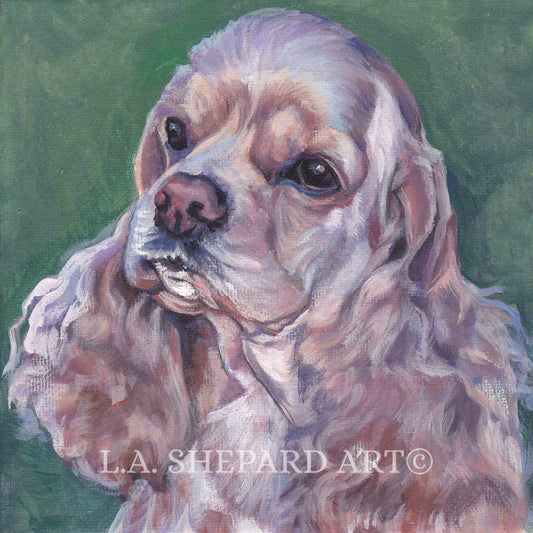 American Cocker Spaniel portrait print of LA Shepard painting 8x8"