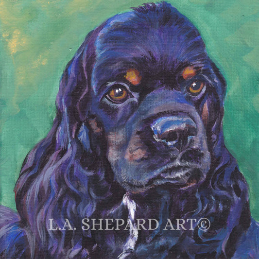 American COCKER SPANIEL dog art portrait PRINT of LAShepard painting 8x8"