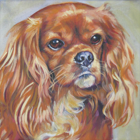 cavalier king charles spaniel canvas art print of LA Shepard painting 12x12