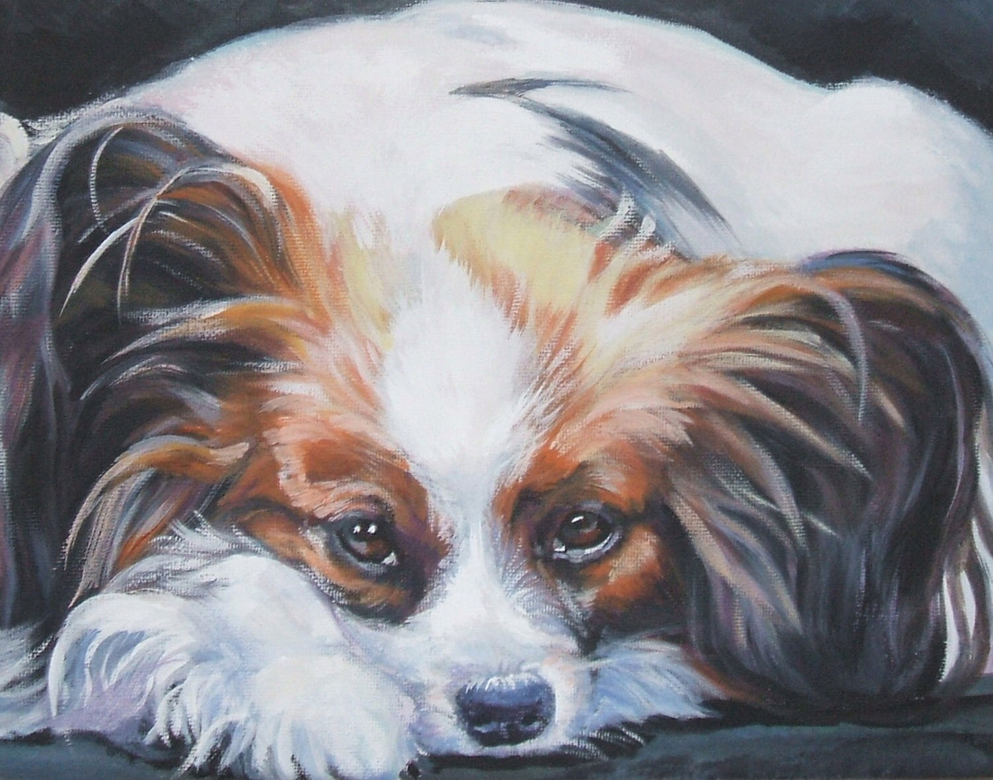 PAPILLON Dog ART portrait canvas PRINT of LAShepard painting 11x14"