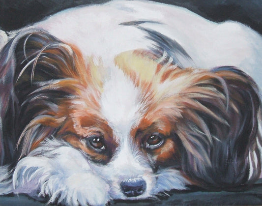 PAPILLON Dog ART portrait canvas PRINT of LAShepard painting 11x14"