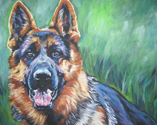 German Shepherd dog art portrait print of LAShepard painting 8x10