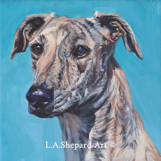 AZAWAKH DOG ART portrait canvas print of LAShepard painting 8x8"