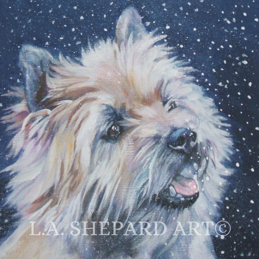 cairn terrier dog art portrait print of LAShepard painting 12x12"