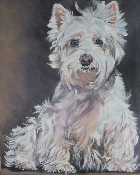 West Highland Terrier art print CANVAS print of LA Shepard painting 8x10 dog art