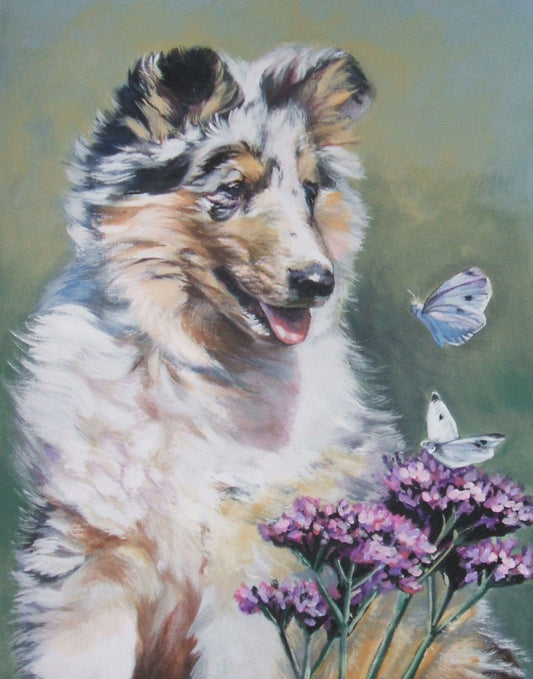 Rough Collie art portrait CANVAS print of LA Shepard painting 11x14 dog art