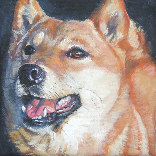 Shiba Inu dog art CANVAS print of LA Shepard painting 8x8 dog portrait