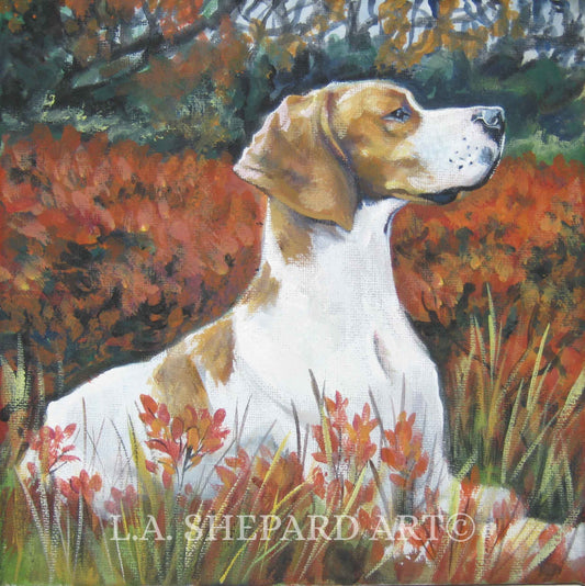 English Pointer dog art print  of LA Shepard painting 12x12