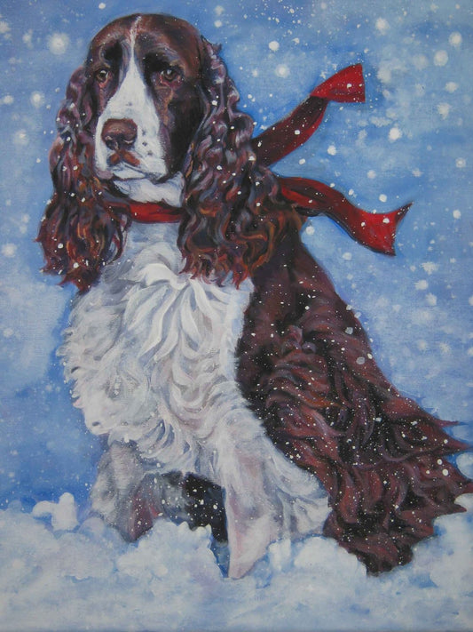 English Springer Spaniel dog art print of LAShepard painting 12x16 xmas