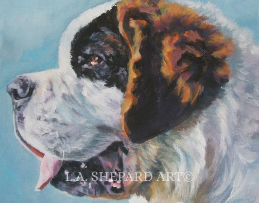 Saint Bernard "Saint Bernard in Profile" Giclée Print of Original Painting by LA Shepard