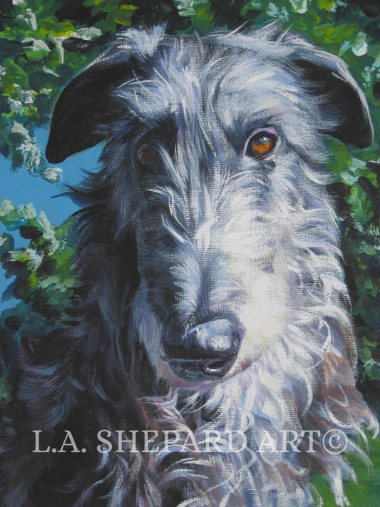 Scottish DEERHOUND dog PORTRAIT art canvas PRINT of LAShepard painting 11x14"