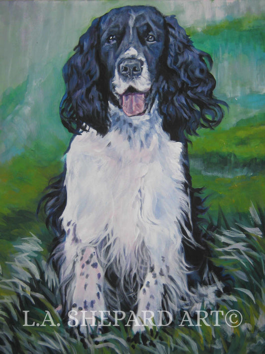 English Springer Spaniel dog art canvas print of LA Shepard painting 8x10