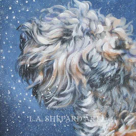 WHEATEN Terrier dog art portrait canvas PRINT of LAShepard painting 12x12"