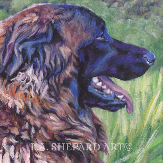 Estrela Mountain Dog art portrait canvas PRINT of LA Shepard painting 8x8"