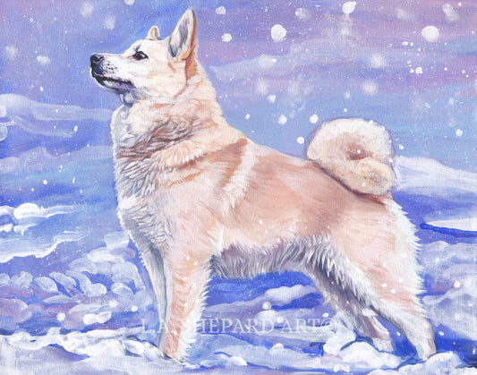 Norwegian Buhund DOG ART canvas PRINT of LAShepard painting 8x10"