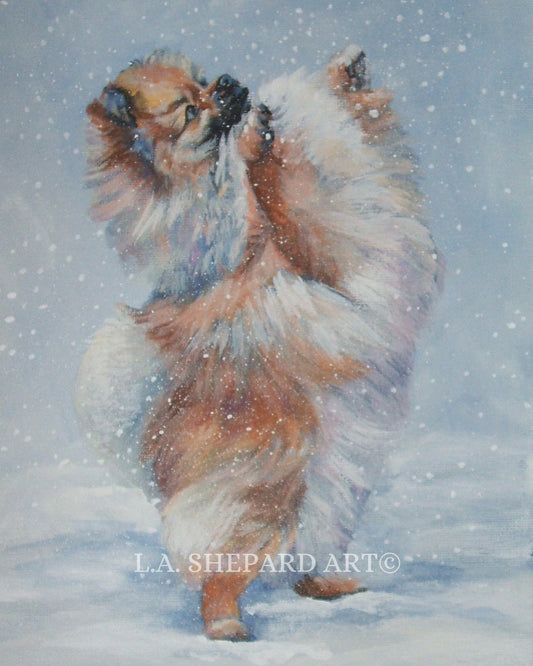 POMERANIAN dog ART portrait canvas PRINT of LAShepard painting 8x10
