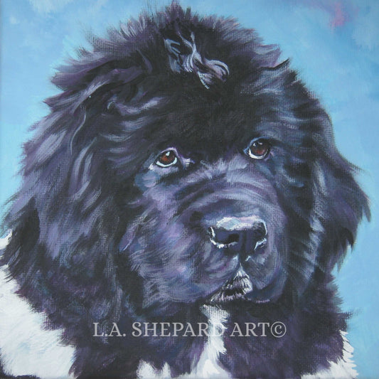 Newfie "Blue Skies Landseer Newfie" Giclée Print of Original Painting by LA Shepard