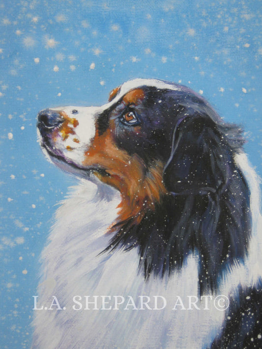Australian Shepherd AUSSIE dog art PORTRAIT canvas PRINT of la shepard painting 8x10
