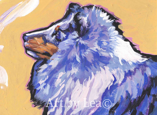 Shetland Sheepdog Sheltie portrait print of bright pop art painting 13x19" LEA