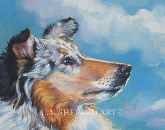 Rough COLLIE dog art canvas PRINT of LA Shepard painting 8x10