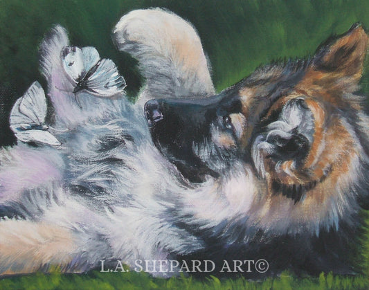 GERMAN SHEPHERD dog art canvas PRINT of LAShepard painting 8x10