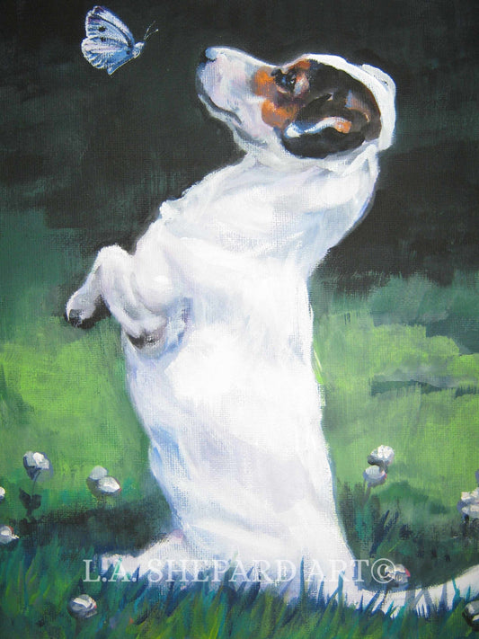 JACK RUSSELL TERRIER dog portrait art canvas print of LAShepard painting 8x10 jrt