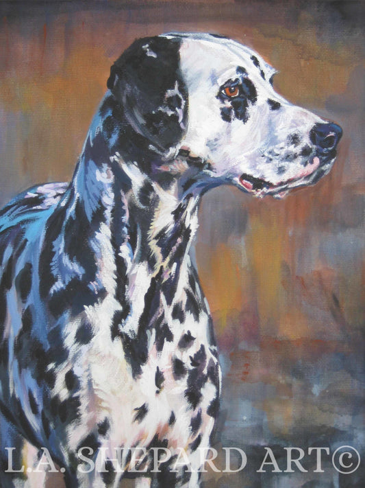 DALMATIAN dog art portrait canvas PRINT of LA Shepard painting 8x10