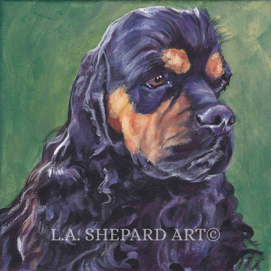 American COCKER SPANIEL dog portrait art PRINT of LAShepard painting 8x8"