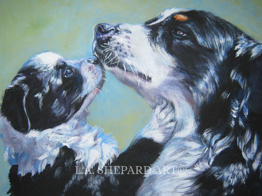AUSTRALIAN Shepherd dog art canvas PRINT of LAShepard painting 8x10 AUSSIE