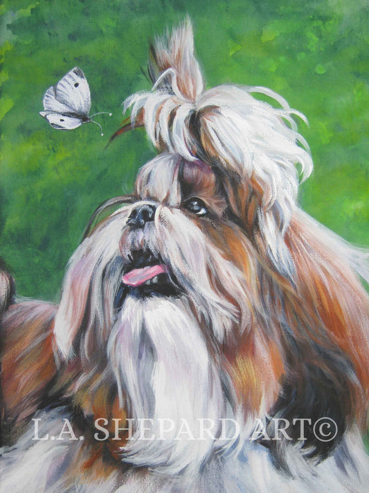 SHIH TZU dog art portrait PRINT of LAShepard painting 8x10
