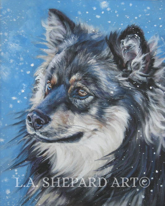FINNISH LAPPHUND dog art portrait print of LA Shepard painting 8x10