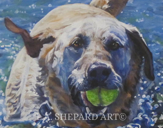 Labrador Retriever portrait dog art PRINT of LAShepard painting 8x10 YELLOW LAB