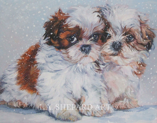 SHIH TZU dog art canvas PRINT of LAShepard painting 8x10