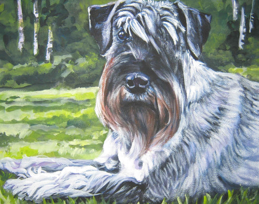 Schnauzer dog art CANVAS print of LA Shepard painting 11x14