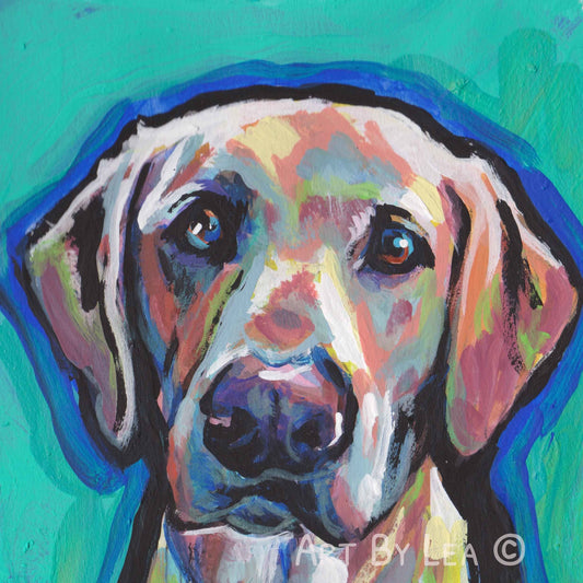 Labrador Retriever Dog portrait pop art print Yellow lab bright colors 12x12"