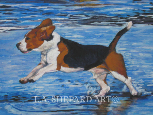BEAGLE dog art PRINT of LA Shepard painting 8x10