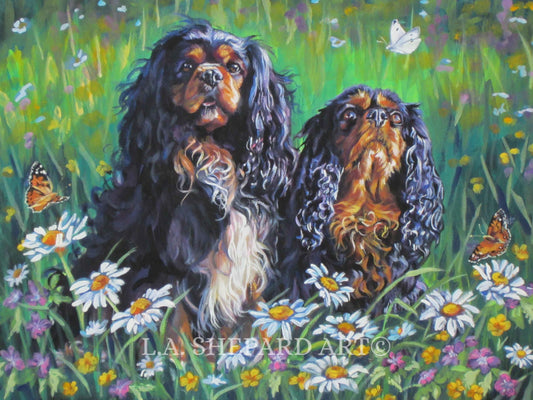 CAVALIER king charles spaniel DOG art PRINT of LAShepard painting 12x16