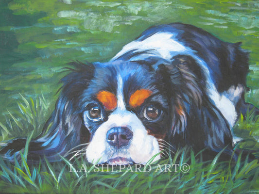 Cavalier King Charles Spaniel DOG PORTRAIT art canvas PRINT by LAShepard painting 8x10"