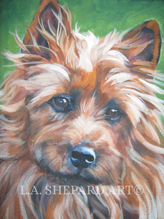 Australian Terrier DOG art PORTRAIT canvas PRINT of LAShepard painting 11x14"