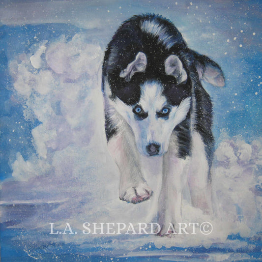Siberian HUSKY dog ART canvas PRINT of LAShepard painting 12x12