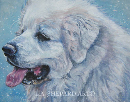 Great PYRENEES portrait dog art PRINT by LA Shepard painting 11x14