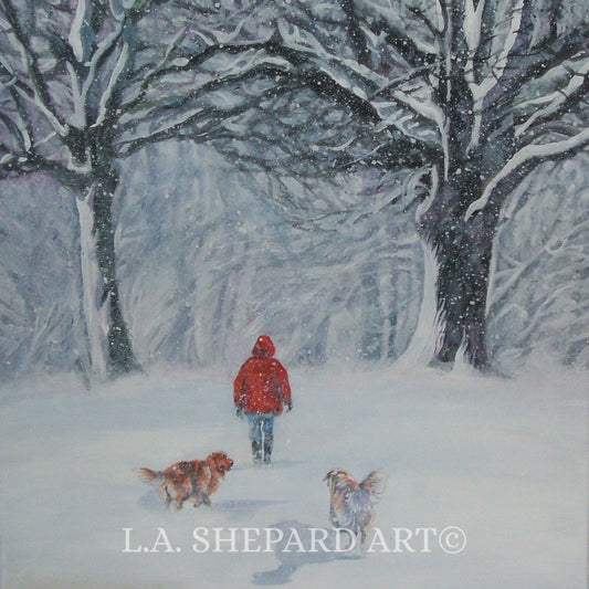 GOLDEN RETRIEVER canvas PRINT of LAShepard painting 12x12
