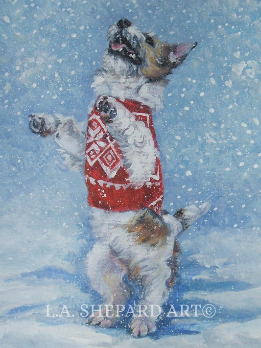jrt JACK RUSSELL terrier dog portrait art  PRINT of LAShepard painting 8x10"