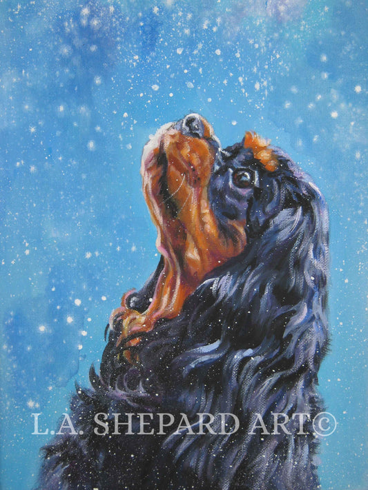 CAVALIER King Charles Spaniel dog art portrait canvas PRINT of LA Shepard painting 8x10