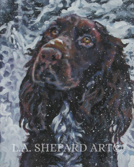 FIELD SPANIEL dog art portrait PRINT of LAShepard painting 8x10