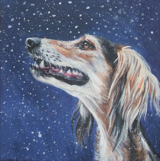 saluki dog art CANVAS print of LA Shepard painting 8x8 dog portrait
