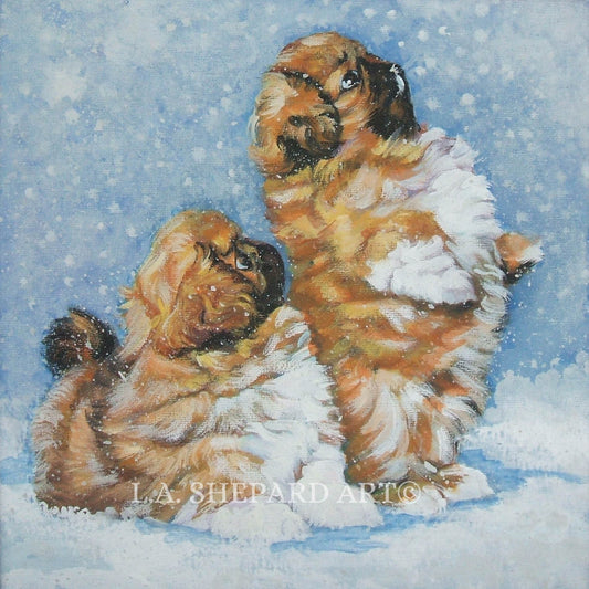 PEKINGESE dog art portrait PRINT of LA Shepard painting 8x8