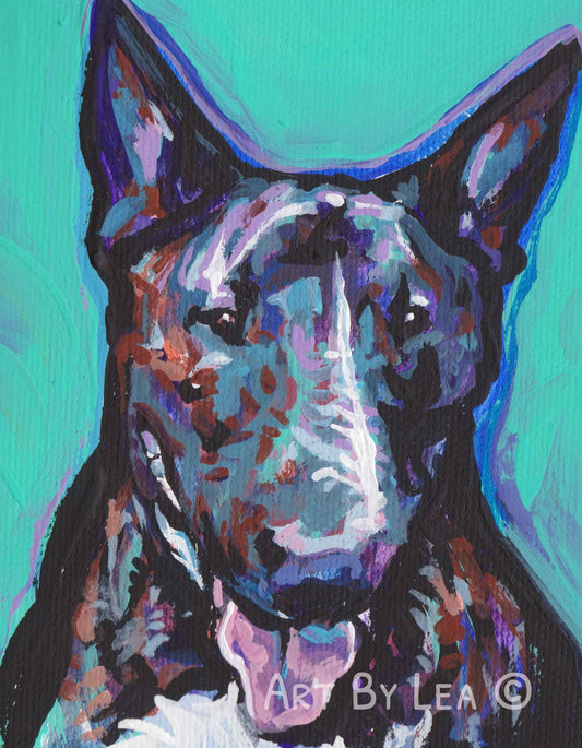 Bull Terrier giclee art print of  pop art dog painting bright colors 8.5x11